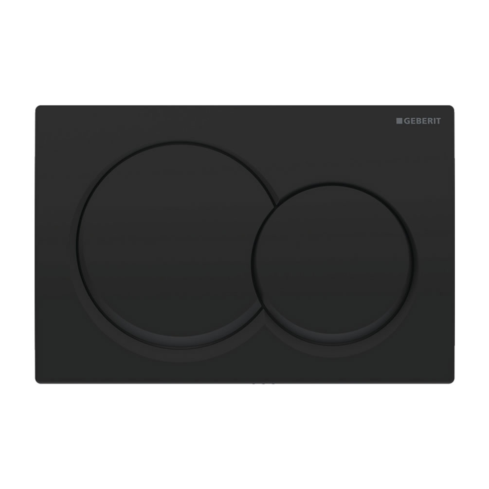 Cutout image of Geberit Alpha01 Round Matt Black Dual Flush Plate